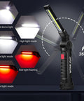 Eight Piece LED Work Light Set With Magnetic Base And Hanging Hook, showcasing 360 Degree Rotating COB Beams and lighting modes.