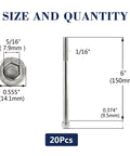 Heavy Duty 20 Piece 3/8 Inch 16 Tpi Socket Head Cap Screws Bolts 6 inch length measurements and specifications.