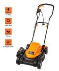 Electric Lawn Mower With 12 Amp Motor 19 Inch Deck 2 In 1 Mulch Or Side Discharge Six Cutting Heights One Touch Height Adjustment