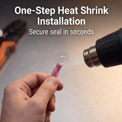 Bulletproof Heat Shrink Hook Terminal Connectors For Car And Home Wiring 100 Pack red hook terminal heated for installation