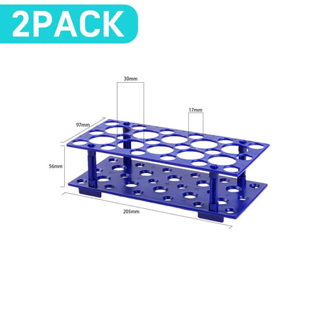 Two Pack Blue Test Tube Rack Set With 56 Wells Detachable Plastic Stand For 10mL 15mL And 50mL Centrifuge Tubes Deep Blue Lab Organizer For Benchtop Storage