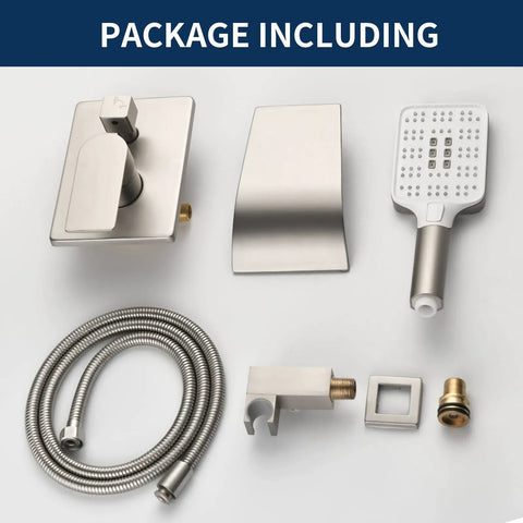 Wall Mounted Bathtub Faucet With Hand Sprayer And Waterfall Spout All In One Tub Shower Set With Rough In Valve Trim Kit