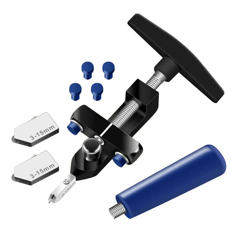Pro Grade Glass Tile Cutter With 2 In 1 Breaker Function Tungsten Steel Cutting Wheel shown with ergonomic handle and parts