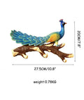 Wall Mounted Double Coat Hooks Straight Up Durable Bathrobe Hanger Space Saving Key Holder Easy Peasy Install Smooth Edges keep Gear Safe Knockout Look Fits Every Room peacock design on a branch with vibrant colors