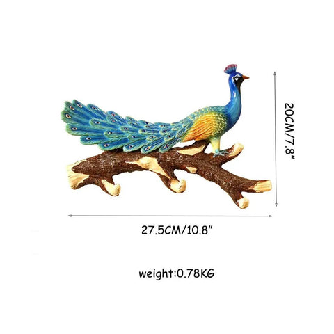 Wall Mounted Double Coat Hooks Straight Up Durable Bathrobe Hanger Space Saving Key Holder Easy Peasy Install Smooth Edges keep Gear Safe Knockout Look Fits Every Room peacock design on a branch with vibrant colors