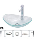 USZWBY Bathroom Vessel Sink Vanity Tempered Glass Vessel Bowl Sink Oval Transparent Countertop Sink Bowl Above Counter Sink Art Basin with faucet