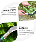 Short Handle Manganese Steel Garden Weeding Sickle Tool Two Piece Set for grass and weeds harvesting, showing sickle in use.