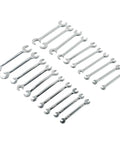 Top Tier 20-Piece Hex Key And Sae Wrench Combo Set For Auto Repair Garage Work Portable Tool Kit Heat Treated Alloy Steel For Diy Pros, metric and SAE wrenches arranged on white