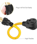 Yellow Twist-Lock Welder Adapter Cord L14-30P Male To 6-50R Female, 4-Prong Generator To 3-Prong Welder Power Cord, 1.5ft