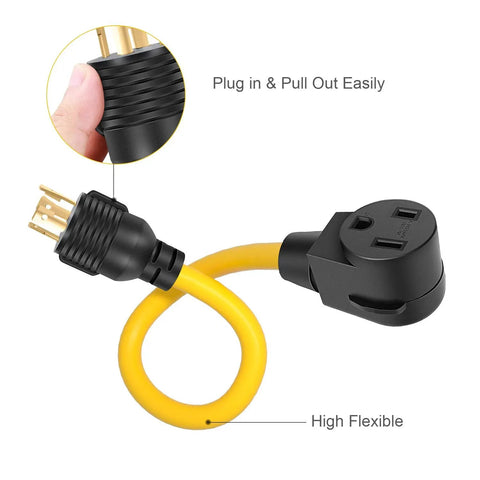 Yellow Twist-Lock Welder Adapter Cord L14-30P Male To 6-50R Female, 4-Prong Generator To 3-Prong Welder Power Cord, 1.5ft