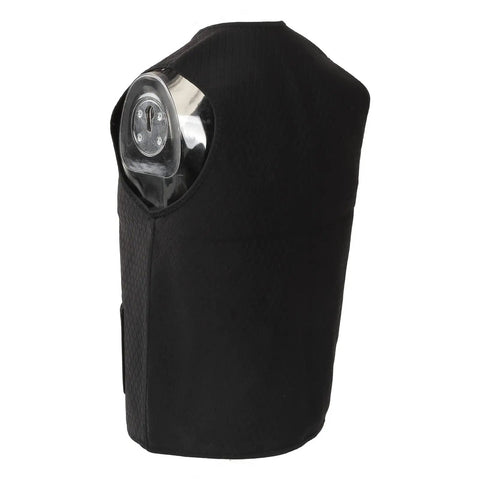 Side view of black Electric Heated Vest With Three Temperature Settings Lightweight And Machine Washable Easy Care in Size M