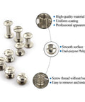 Rock Solid 120 Piece Chicago Binding Screw Kit, Assorted M5 Metal Rivets In Clean Silvery Finish, flat head screws with smooth surface and dual-purpose Philips head.