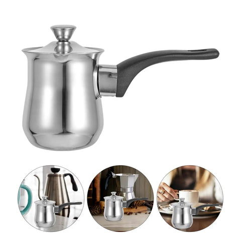 6 Ounce Turkish Coffee Pot With Lid Stainless Steel Saucepan Coffee Maker Mini Butter Melter for Stove Top Use