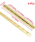 Heavy Duty Gold Iron Piano Hinges 6.3 Inch Continuous Cabinet Hardware For Kickass Furniture Builds Engineered Tough With Slick Swinging Motion And Darn Simple Assembly Sold As A Solid Six Pack details with measurements.