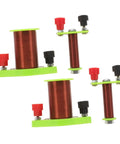 Dual coil transformers from Hands On Induction Coil Kit Two Pack For Physics Lab highlighted on a white background.