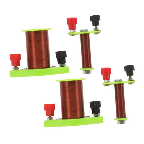Dual coil transformers from Hands On Induction Coil Kit Two Pack For Physics Lab highlighted on a white background.