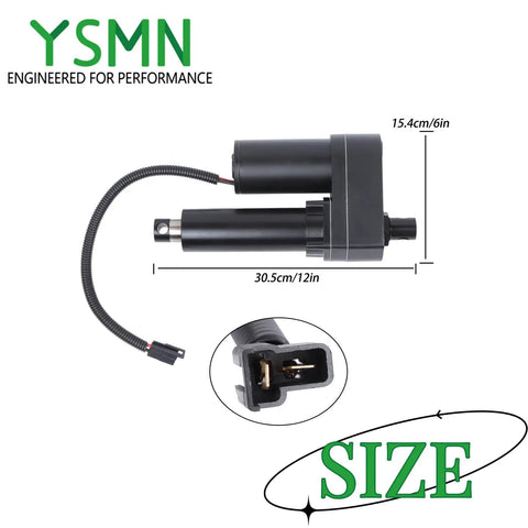 Farm Tough Round Baler Linear Actuator Straight Bolt On Replacement For New Holland 848 853 855, size dimensions shown.