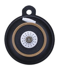 Orbit 57045 100-Series diaphragm repair kit, black housing with tan seal and white perforated diaphragm, front view
