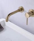 Wall Mount Bathroom Faucet In Brushed Gold With Single Handle And Brass Rough In Valve Solid Brass Construction CUPC Certified