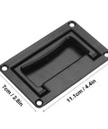 Black zinc alloy recessed pull handle 4.4 by 2.7 inches with spring mechanism for marine decks and home furniture.