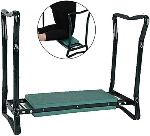 Heavy Duty Garden Kneeler And Seat Foldable Bench For Yard Work With Velcro Tool Pouches Converts To Kneeler Or Sit Down Chair