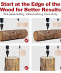Straight Up Heavy Duty Wood Splitter Drill Bits Set Handles Massive Logs Like Butter Comes With Rock Solid Adapters For Lightning Fast Firewood Chopping On Any Drill showing proper drilling technique on logs.