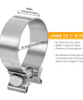 3 Inch Exhaust Clamp Stainless Steel Narrow Band Beefed Up For 3 Inch OD Pipe Muffler Clamp Two Pack Close Up