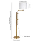Height Adjustable Floor Lamp With Dope Fabric Drum Shade In Brass White Finish For Living Room Industrial Style Steel Frame 8 Ft Cord