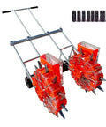 Double Row Garden Seeder Planter Hand Push Spreader With 10 Adjustable Seed Nozzles Stainless Steel Nozzles For Corn Soybeans Peanuts Cotton And More In Home Gardens, side view