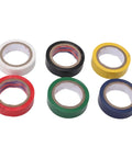 6 rolls of electrical tape in white, red, black, green, yellow, and blue for various wiring tasks.