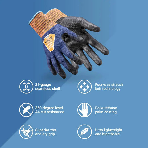Unrivaled Comfort Gloves With Ultra Thin Four Way Stretch Knit A4 Cut And Abrasion Resistant No Sweat Hi Vis Safety