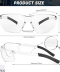 Tough As Nails ANSI Z87.1 Certified Safety Glasses For Men with dimensions 75mm wide and 43mm tall, featuring polycarbonate lenses.