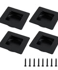 Run Your Closet Setup Like A Boss With These Four Pack Heavy Duty Recessed Square Finger Pulls Sleek Flat Handles For Barn Doors Real Deal Durability Matte Black, four matte black recessed square finger pulls with screws.