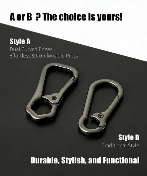 Built Tough Metal Keychain Clip With Key Rings And D Ring, Heavy Duty Carabiner Key Hook Holder for Car And Home Keys, Styles A and B
