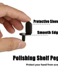 Heavy Duty L Shaped Cabinet Shelf Pins, 5Mm Nickel Plated Steel Support Pegs in hand with rubber protective sleeve.