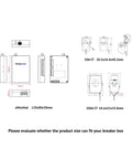 AI Powered Smart Energy Monitor Home Circuit Tracker Real Time Electric Usage Meter dimensions showing eMonHub and CT sizes for easy installation.