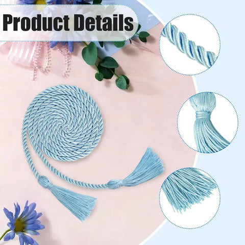 Light Blue Graduation Honor Cords 67 Inch 3 Strand Thick Braided Rope For Class Of 2025 And 2026 Graduates, premium detail view