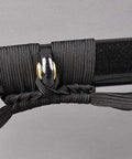 Close-up of handle detail of Practice Katana Sword With Full Tang Aluminum Steel Blade Blunt Edge For Safe Iaido Training Japanese Samurai Bushido Style 40 Inch Overall Length Trainer Grade