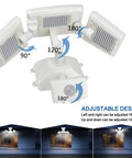 35W LED Security Flood Light Outdoor With Motion Sensor, Dusk To Dawn Auto Brightness, IP65 Weatherproof, three adjustable heads