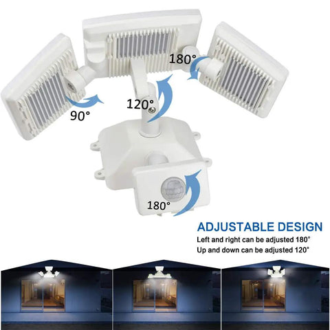 35W LED Security Flood Light Outdoor With Motion Sensor, Dusk To Dawn Auto Brightness, IP65 Weatherproof, three adjustable heads