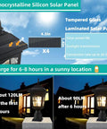 Image showing Solar Post Light Outdoor Waterproof With 3 Point 5 Inch Pier Mount Base Matte Black solar powered LED post lamp descriptions.