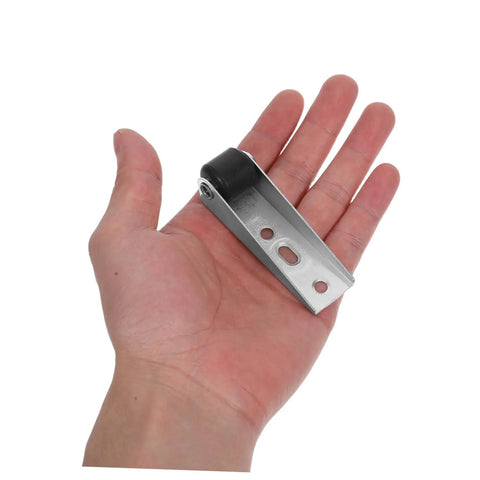 Heavy Duty Silent Sliding Door Wheels For Barn Gates Smooth As Butter Roller Guides on a hand, showing steel roller design and size.