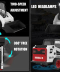 One Fourteenth Scale RC Skid Steer Loader With Eleven Channel Full Function Remote featuring LED lights and 360 rotation