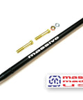 Texture Black Panhard Bar Made In USA RaceSpec Adjustable With Dust Boots For 02 09 GM Trailblazer Envoy GMT360, shown with hardware