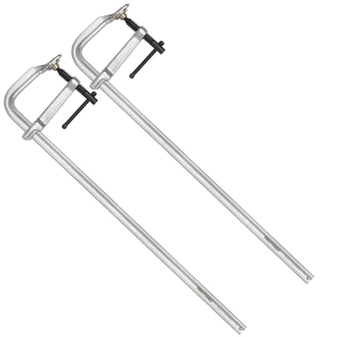 Heavy Duty Welding F Clamp 24 Inch Set With Max Jaw 24 Inch, Throat Depth Four And Three Quarters Inch, Steel Bar Forged