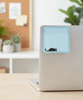 Black Cat Sticky Notes 3x3 Set For Back To School And Office on a laptop, featuring a cute cat design.