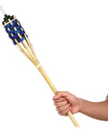 Hand holding Two Pack Outdoor Tiki Torch Lights for Pathway Lighting, Refillable Garden Oil Torches with Woven Look, Random Color