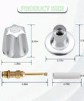 Two Piece Bathtub Shower Knob Replacement Kit For Verve Faucets Chrome Finish with size details and components display