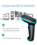 Wireless 2D Barcode Scanner With Stand For Screen Scanning And Handheld Use CMOS Imager Long Range Portable USB Barcode Reader