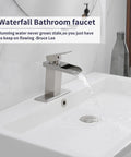 Waterfall Bathroom Faucet Chrome Finish Modern Single Hole Lavatory Sink Mixer Tap Brass Construction With Supply Hose